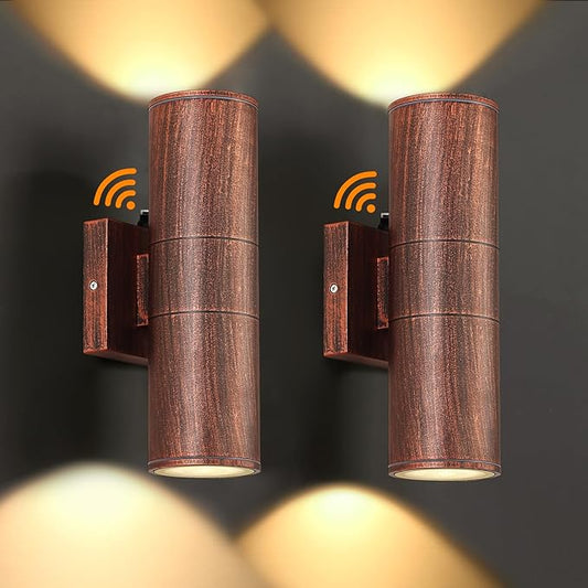 Dusk to Dawn Outdoor Lighting Sensor Wall Lights 2Pack, 12W 2700K Integrated LED Cylinder Up Down Lights Outdoor, IP65 Waterproof Aluminum Wall Sconce Exterior Wall Light for Porch Patio etc.