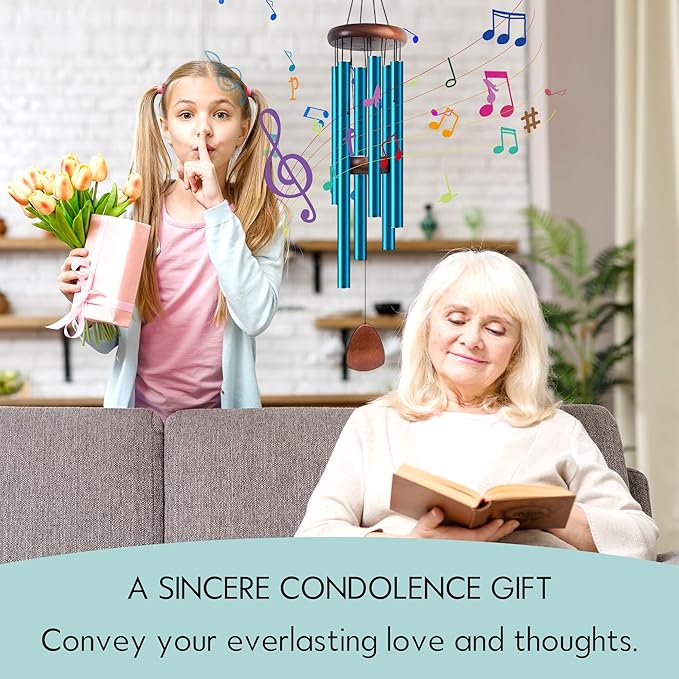 Large Aluminium Wind Chimes 37" Inches to Create a Zen Atmosphere Suitable for Outdoor, Garden, Patio Decoration, Classic Wind Chimes Suitable as A Gift for Unisex (Blue)