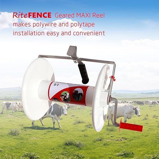 1 Pack Geared Electric Fencing Maxi Reel for Your Electric Fence Plus 1 Free 8 inch Insulgrip