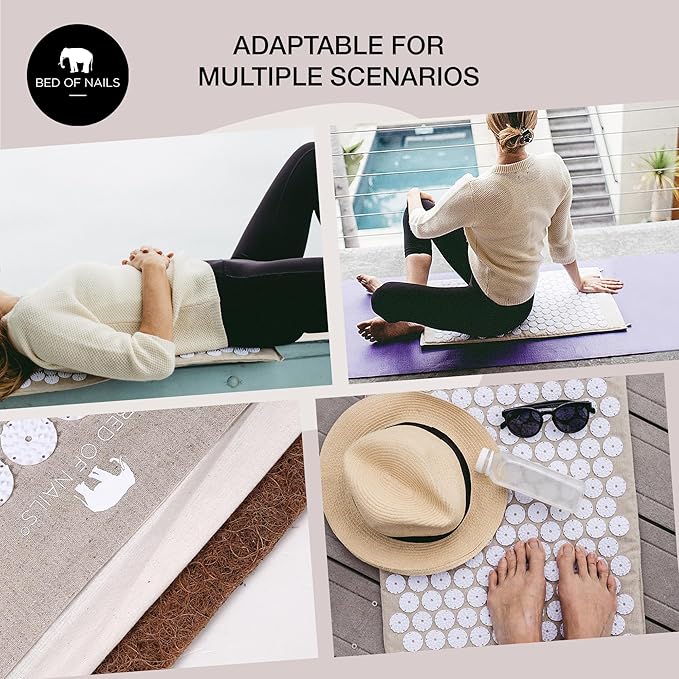 BED OF NAILS Original Comfortable Eco Premium Acupressure Mat, 8,820 Acupuncture Pressure Points, Back Pain Relief, Increased Energy, Relaxation, Muscle Recovery with Tote Bag, 29x16