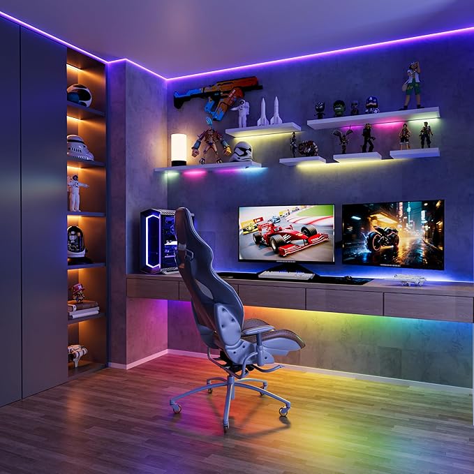 RGB Smart IC COB LED Strip Light,32.8ft Color Chasing Flexible DC24V LED Tape Light,WS2811 Addressable RGB Ribbon,for Party/Home/Office DIY Lighting Projects(Power Supply&Controller NOT Included)