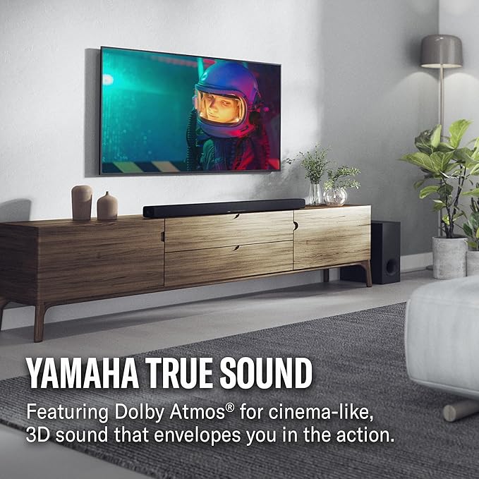 Yamaha True X Bar 50A Dolby Atmos Sound Bar with Wireless Subwoofer, Wi-Fi, Music Streaming, Optional Wireless Surrounds (Black)