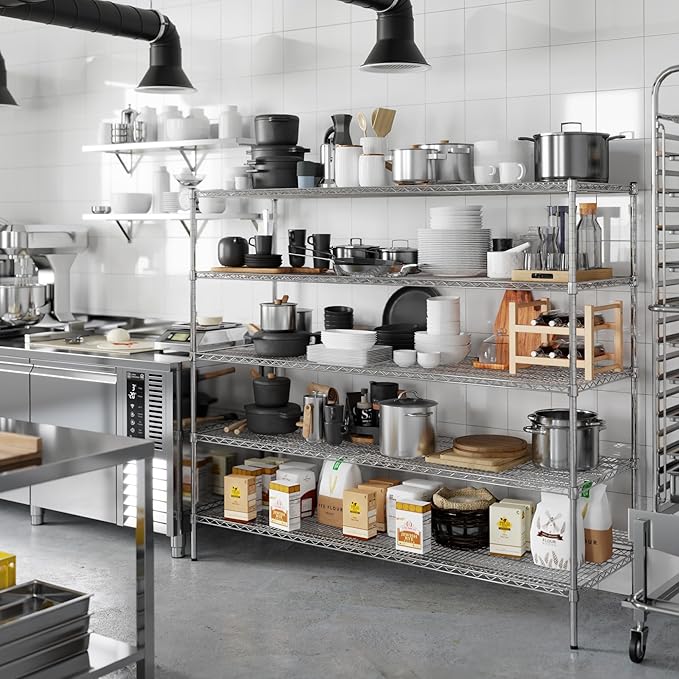 24" Deep x 72" Wide x 64" Height Wire Shelving Kit | 5-Tier | NSF Commercial Storage Rack Unit