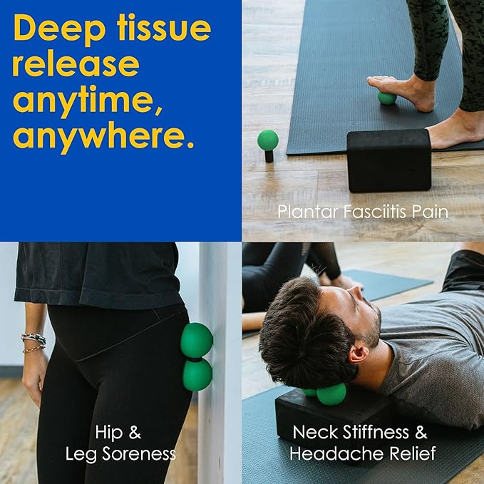 Rodo 2-in-1 Medium Peanut & Lacrosse Ball Roller | Deep Tissue Massage Tool for Fascia, Plantar Fasciitis, HIPS & Back | Mobility & Recovery Roller | Compact, Travel-Friendly, Pilates, Therapy Ready