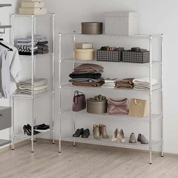 18" Deep x 54" Wide x 64" Height Wire Shelving Kit | 5-Tier | NSF Commercial Storage Rack Unit