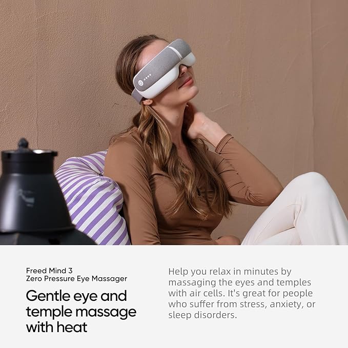 Eye Massager & Bluetooth Heat Sleep mask,Parents Gift Sets |with Storage Bag & Greeting Card | Migraine Relief,Relaxation,Bedtime Stress Relief | White Noise,3D airbag kneading| Smart Head Massager