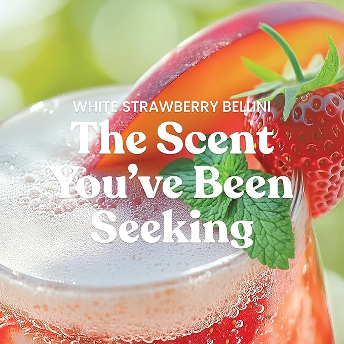 Yankee Candle Large Jar Scented Candle with up to 150 Hour Burn Time, Premium Plant Wax Blend for Consistent Burn, 22 oz Jar Candle with Room Filling Fragrance, White Strawberry Bellini