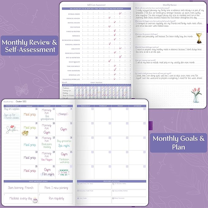 Legend Self-Care Journal – Guided Daily Reflection Journal to Support Mental & Physical Health – Daily Mood, Meditation & Personal Development Notebook – 7.1x10.5”, Lasts 3 Months (Purple)