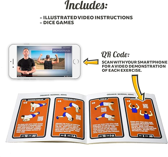 Stack 52 Quick Sweat Fitness Dice. Bodyweight Exercise Workout Game. Designed by a Military Fitness Expert. Video Instructions Included. No Equipment Needed. Burn Fat Build Muscle. (2019 Box Set)