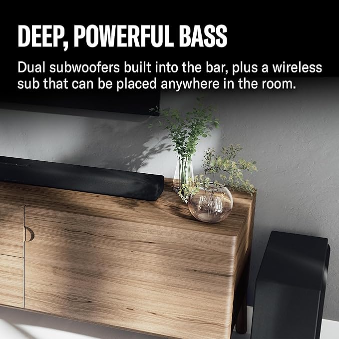 Yamaha True X Bar 50A Dolby Atmos Sound Bar with Wireless Subwoofer, Wi-Fi, Music Streaming, Optional Wireless Surrounds (Black)
