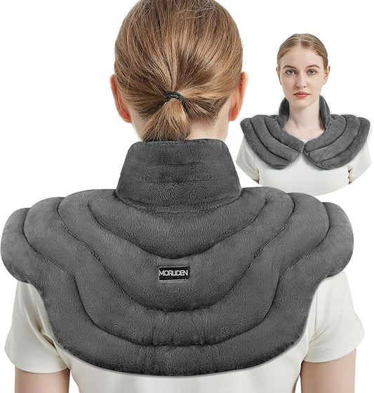 Neck Heating Pad Microwavable for Shoulders, Warmer Wrap Microwave Heating Pad for Neck and Shoulders for Pain Relief (Gray)