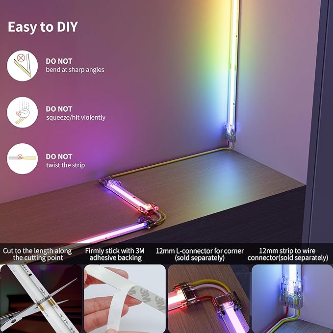 MIWISE RGB Smart IC COB LED Strip Light,20ft Color Chasing Flexible LED Tape Light,WS2811 Addressable RGB Strip with APP Control/Music Mode,Work with Alexa/Google,for Party/Home DIY Lighting Projects
