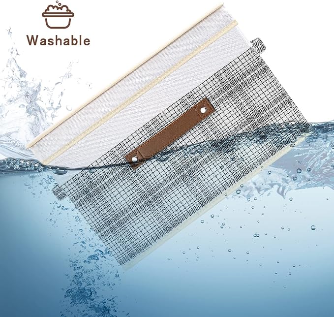 TYEERS Collapsible Storage Bins with Lids, Patchwork Design, Washable, Fabric Storage Boxes, 14.9x9.8x9.8 inches, 3 Pack, Gray