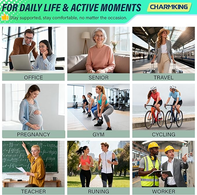 CHARMKING Calf Compression Sleeve for Women & Men Circulation (3 Pairs) 15-20 mmHg is Best Support for Running Cycling