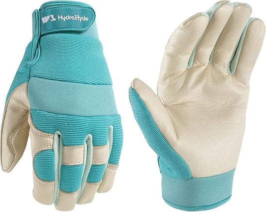 Wells Lamont Women's Hybrid Work/Gardening Gloves | Water-Resistant HydraHyde Leather | Large (3204L)