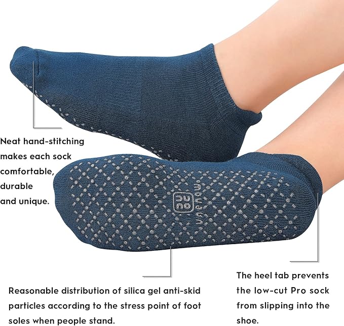 unenow Unisex Non Slip Grip Socks with Cushion for Yoga Pilates Barre Home & Hospital