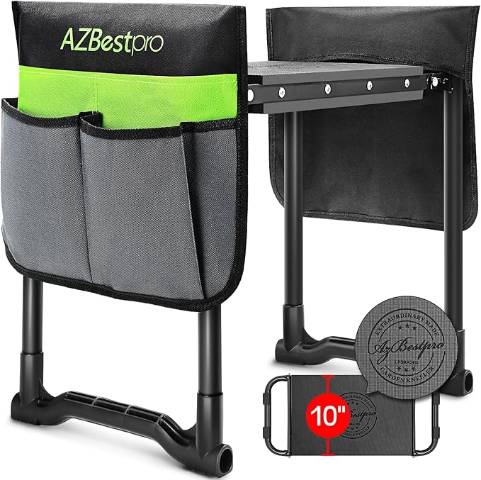 Garden Kneeler and Seat Heavy Duty, Upgraded Widened to 10" Stable Wear-Resistant Prevent Knee and Back Pain, Foldable Gardening Stool - Beautiful Logo high-end 2 Large Tool Bags Gift for Men