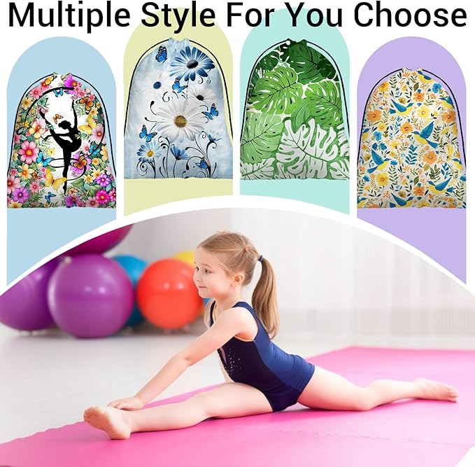 Daisy Flowers Gymnastics Grip Bag Blue Rustic Adjustable Small Gym Grip Bag for Men Women