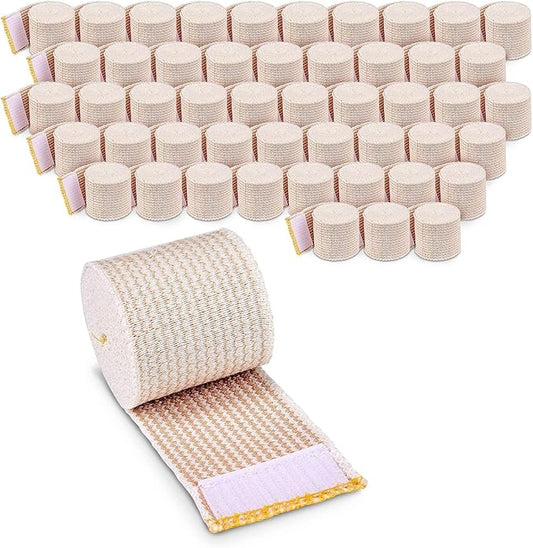 Premium Elastic Bandage Wrap (2” Wide, 50 Pack) - Nexskin Latex Free Athletic/Medical Compression Bandages Hook & Loop Fasteners at Both Ends - Lifetime Washable & Reusable Bandages