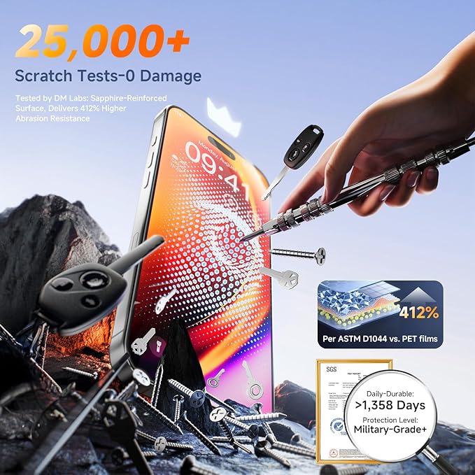 Unbreak 9H+ Glass for iPhone 17 Pro Max Screen Protector (13FT Military Grade Shatterproof, Easy Installation) Screen Protector 17 Pro Max Tempered Glass, Full Edge Coverage, 2 Pack