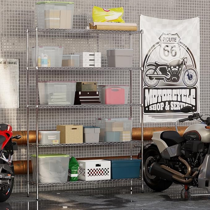 14" Deep x 60" Wide x 86" Height Wire Shelving Kit | 5-Tier | NSF Commercial Storage Rack Unit