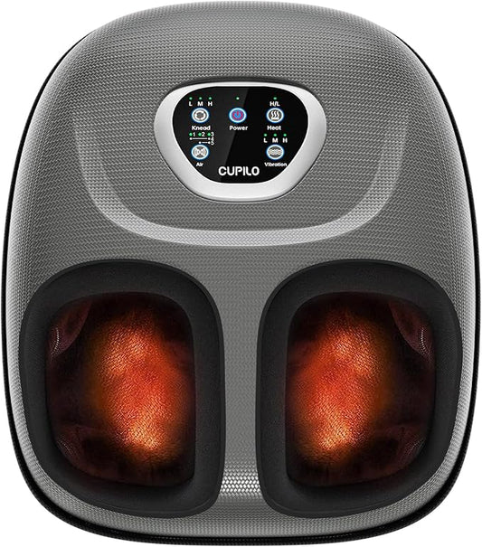 Foot Massager with Heat, FSA HSA Eligible Shiatsu Foot Massager Machine for Plantar Fasciitis, Adjustable Vibration & Pressure for Neuropathy Pain, Women Men Gifts, Fits Up to 12"(Gray)