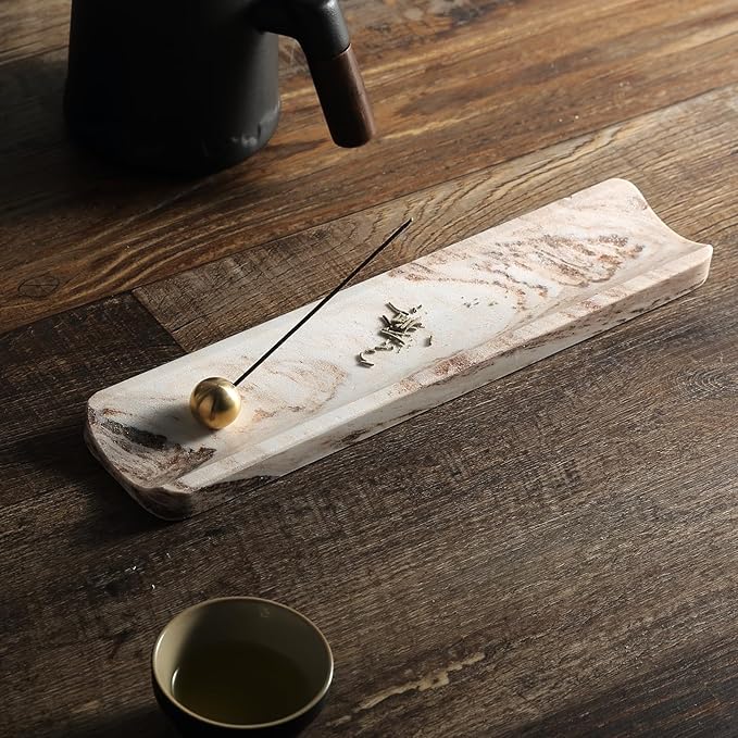 Koville Italian Natural Marble Incense Holder, Incense Holders for Sticks, Incense Burner Holder, Ideal for Meditation and Relaxing, Easy to Clean(Palissandro Classico)