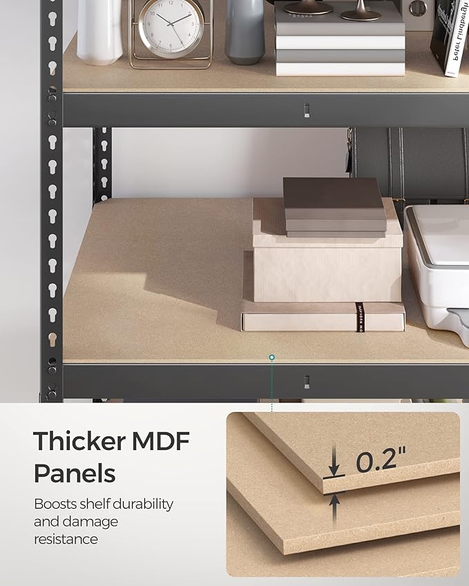 SONGMICS 5-Tier Storage Shelves, Load 2310 lb, Set of 2 Garage Storage, Boltless Assembly, Adjustable Shelving Unit, 23.6 x 47.2 x 70.9 Inches, for Study Shed Basement, Gray UGLR600G02