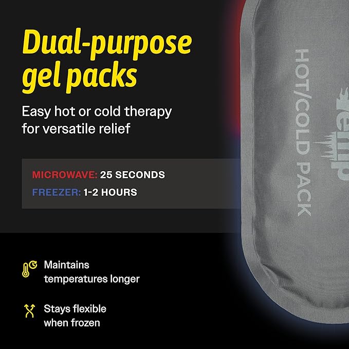 Hot & Cold Reusable Gel Packs (3 Packs + Adjustable Strap) Flexible Soft Compress - Ice & Heat Therapy for Injuries, Back, Shoulder, Hip, Knee, Joint Pain, Swelling, Bruises, Post Surgery - Sport Temp