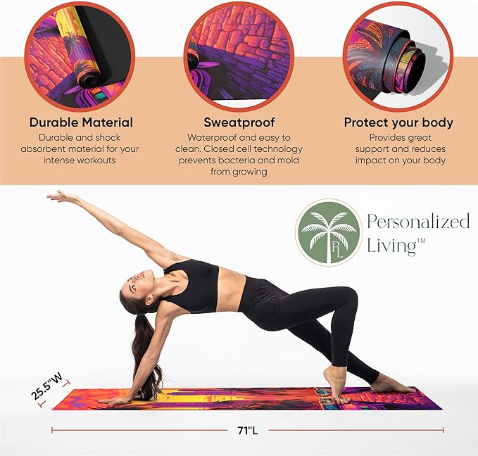 Custom Yoga Mat | Ships Next Day | Customize | Workout Mat for Men and Women | Non Slip Rubber Exercise Mat | 4mm Thick Gym Mat for Meditation, Pilates, Yoga, Gym