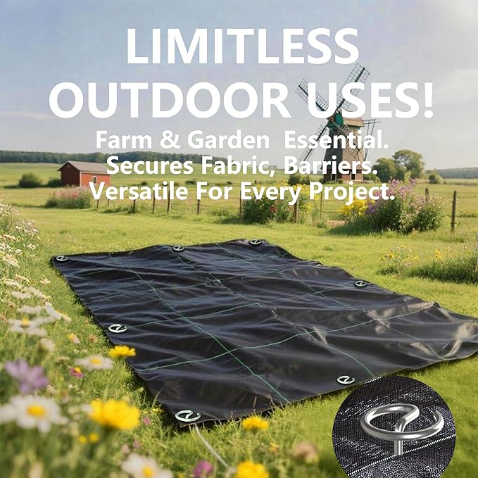 60 Pcs Landscape Staples - Landscape Fabric Pins - 6 Inch Galvanized Steel Garden Stakes, G-Shape Circle Top Ground Anchor Pins, for Weed Barrier, Landscape Fabric, and Garden Projects