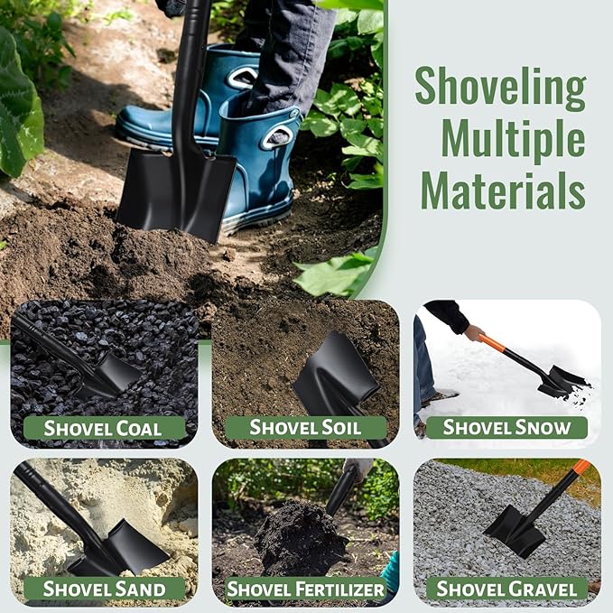 Small Square Shovels for Digging, Garden Spade Shovel Beach Shovels for Kids with 43.3in Handle,Heavy Duty Portable Metal Shovel for Gardening Camping Trenching Digging Landscaping,Off-Road,Orange