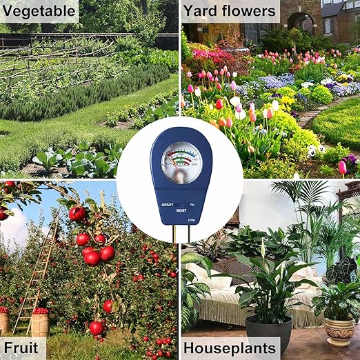 3-in-1 Soil Tester Soil Moisture Meter, pH Tester & Fertility Sensor for Garden Plant Care Sensor for Indoor Outdoor Lawn Farm Use | No Battery Needed | Instant Plug & Read (Blue)