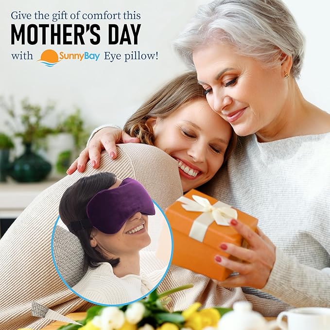 SunnyBay Microwavable Heated Eye Mask for Dry Eyes, Moist Cold and Warm Compress for Eyes with Elastic Strap and Unscented Hydra Bead Filling, Washable Soft Plush Material, 7.9 x 4.3 Inches