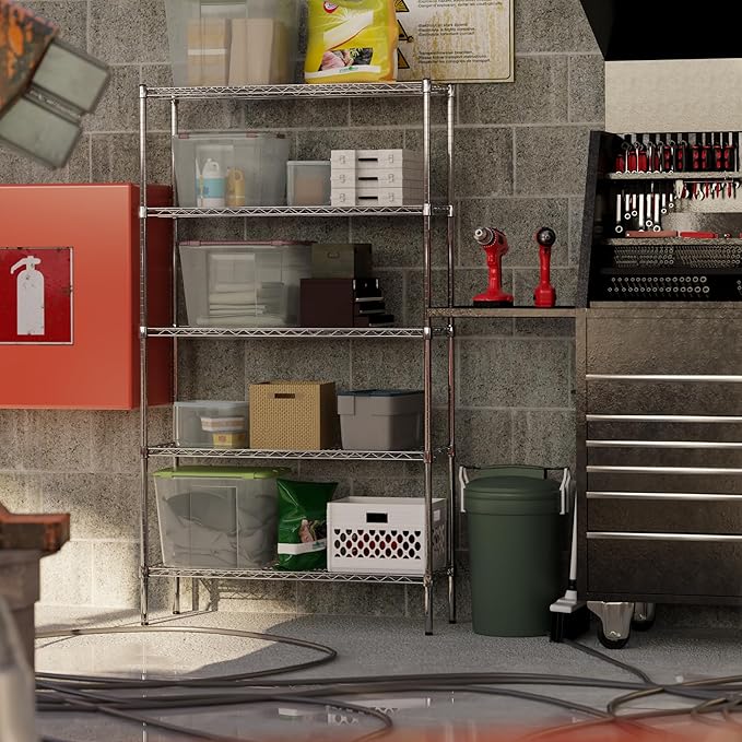 14" Deep x 42" Wide x 74" Height Wire Shelving Kit | 5-Tier | NSF Commercial Storage Rack Unit