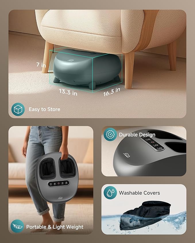 Snailax Foot Massager with Heat and Compression, Shiatsu Foot Massager for Neuropathy and Plantar Fasciitis, Deep Kneading, Rolling, Remote Control, Fits up to Size 14, Gifts