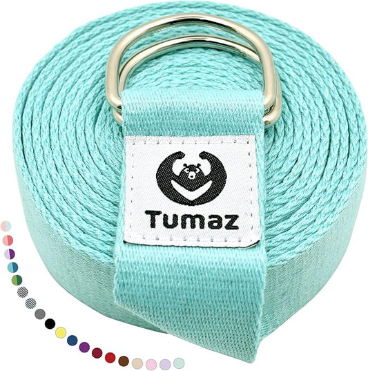 Tumaz Yoga Strap/Stretch Bands [15+ Colors, 6/8/10 Feet Options] with Extra Safe Adjustable D-Ring Buckle, Durable and Comfy Delicate Texture - Best for Daily Stretching, Physical Therapy, Fitness