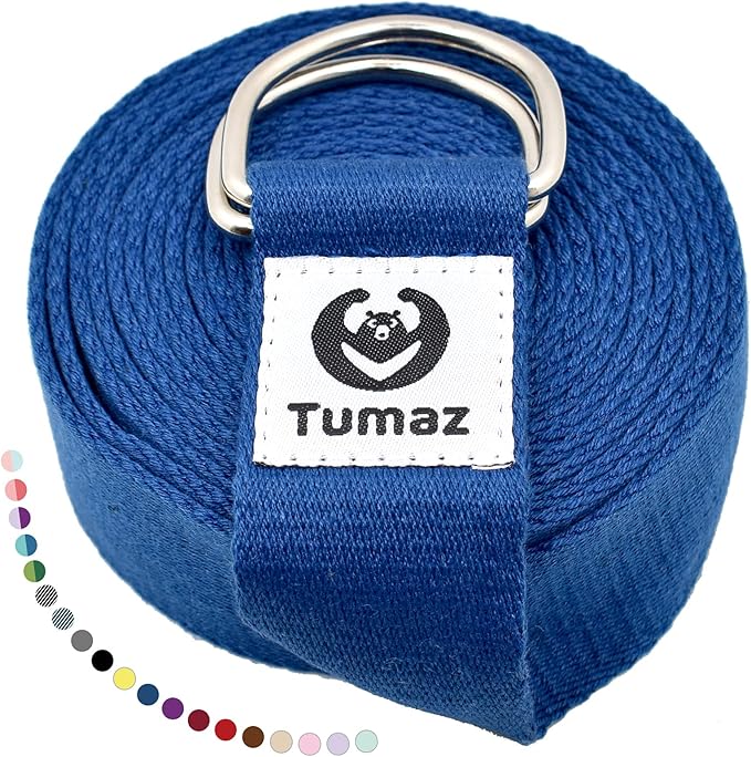 Tumaz Yoga Strap/Stretch Bands [15+ Colors, 6/8/10 Feet Options] with Extra Safe Adjustable D-Ring Buckle, Durable and Comfy Delicate Texture - Best for Daily Stretching, Physical Therapy, Fitness