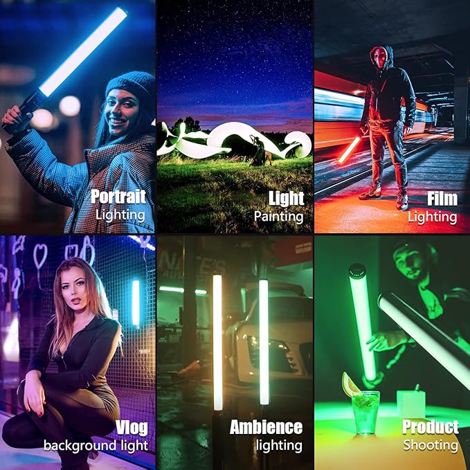 Mettlelite LS400C RGB LED Light Stick Full Color Continuous Output Video Light 2 ft with APP Control 2800K-8000K CRI96 TLCI97 RGB CCT HSI 10 Customizable Light Effects Built in Rechargeable Battery