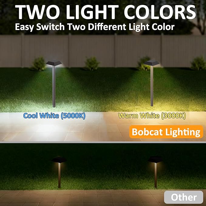 Bobcat Solar Landscape Pathway Lights Super Bright with 2-in-1 Warm White and Daylight Modes, Solar Lights for Outdoor Path, Sidewalk, Driveway, or Walk Way, Dark Brown(4 Pack)