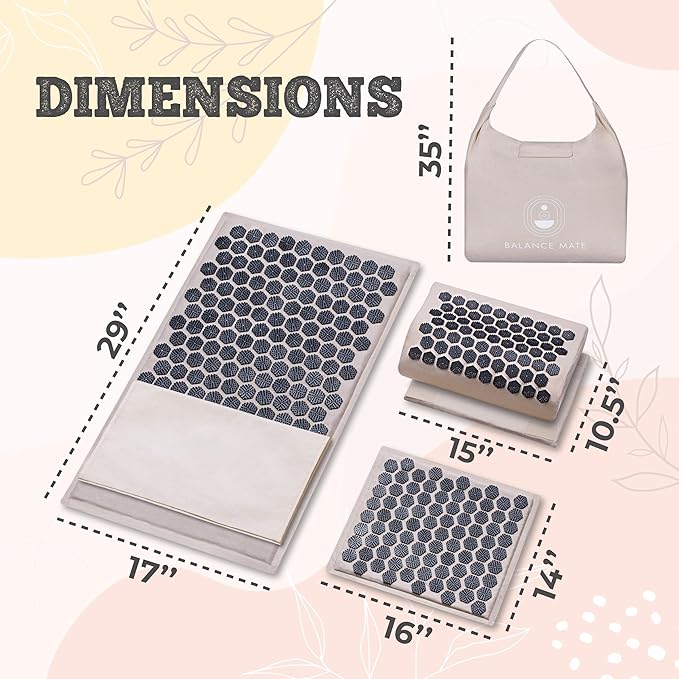 Acupressure Mat & Pillow – Pain Relief and Relaxation Kit for Back, Neck, and Sleep, Suitable for Yoga, Meditation, or Daily Use (Soft Cream)