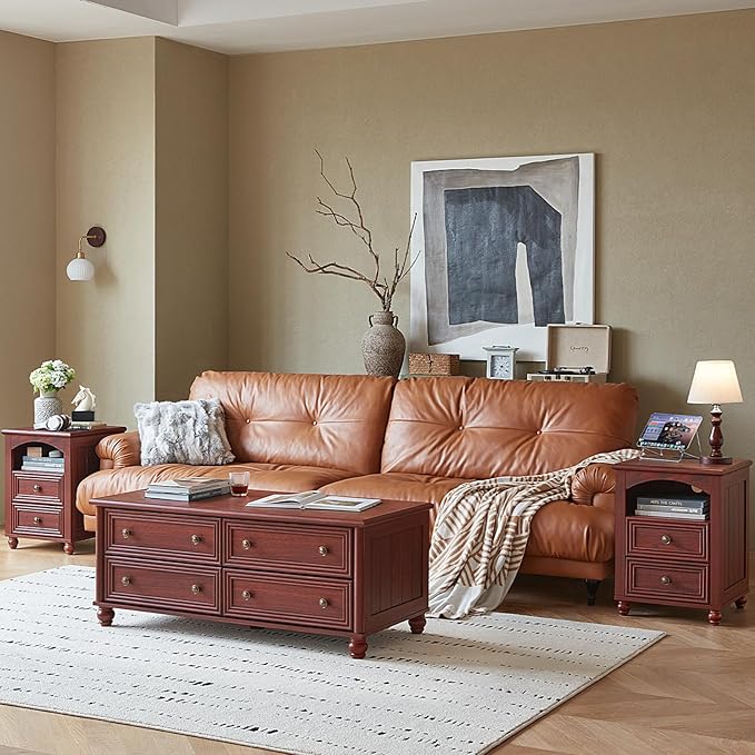 18" Farmhouse Night Stand with Charging Station, Wood Nightstand with 2 Drawers, Rustic Bedside End Table with Shelf Storage, Bed Side Tables Cabinet for Bedroom, Living Room, and Closet