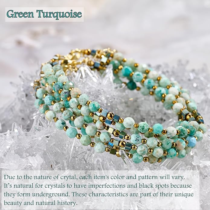 Crystal Beaded Bracelets, Chakra 4mm Natural Stone Beads Bracelets, Gemstone Spiritual Jewelry Gifts for Women