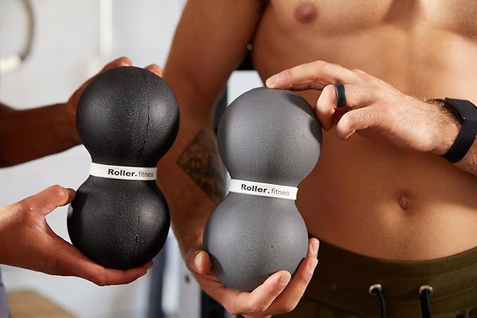 Roller Fitness Infinity Roller, Peanut Foam Roller, Large 8-Inch Double Massage Ball Exercise Roller (Black - Firm)