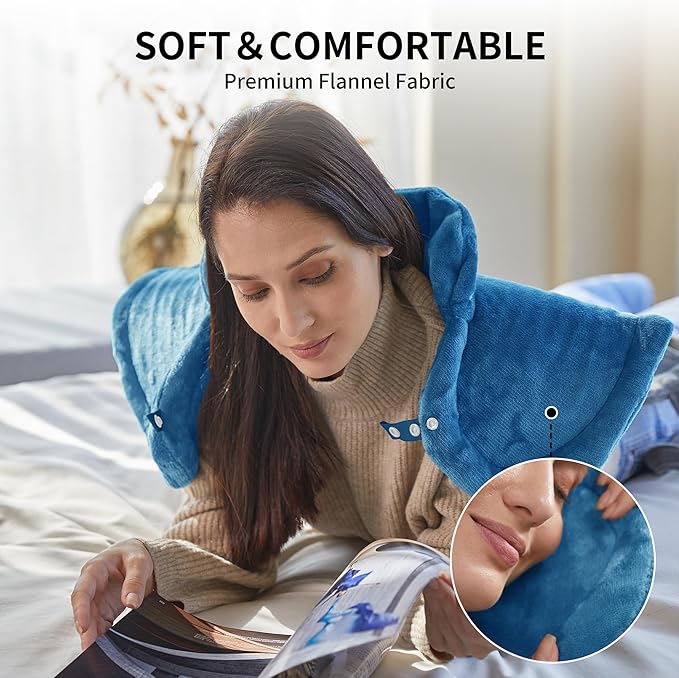 Heating Pad for Neck Shoulder and Back, Fathers Day Dad Gifts, Deeper Pain Relief and Fast Heating Weighted Heat Wrap, Birthday Gifts for Mom Men Dad Wife, ETL Certified, Blue