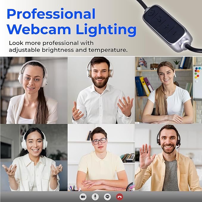 HumanCentric Video Conference Lighting - Webcam Light for Streaming, LED Monitor and Laptop Light for Video Conferencing, Zoom Lighting for Computer, Replace Ring Light for Zoom Meeting, Double Kit