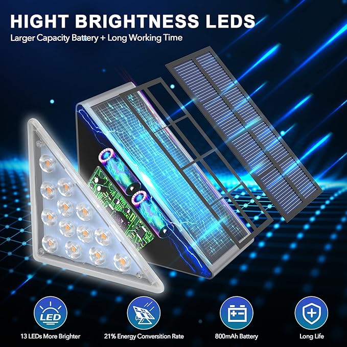 LED Solar Step Lights Waterproof Outdoor Stair Lights, Warm White Solar Deck Lights IP67 Solar Decoration Light for Yard, Patio, Garden, Walkways, Front Door, Pathway, Driveway, Porch 2PK