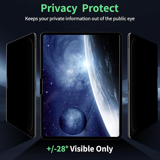 Privacy Screen Protector Compatible with iPad Pro 13 2024 7th Gen (A2925, A2926) Anti-Glare Blue Light Film Anti-Spy Filter, Bubble-Free Shield Easy Install Guard Removable Cover