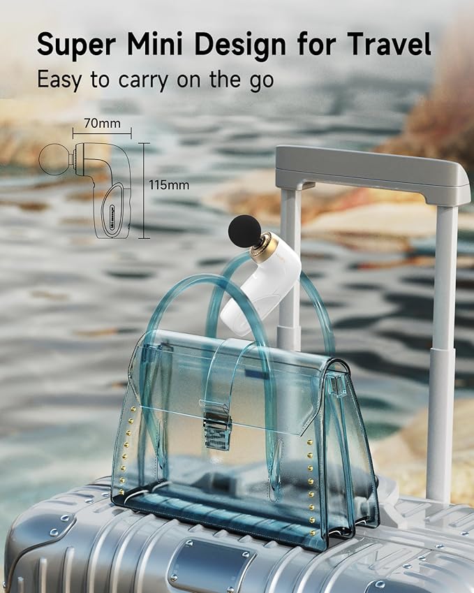 A1 Super Mini Massage Gun, Percussion Deep Tissues Muscle Massager, Compact Sports Travel Massage Gun, Portable Handheld Massager for Office Gifts for Him/Her, Home, Athletes(White)