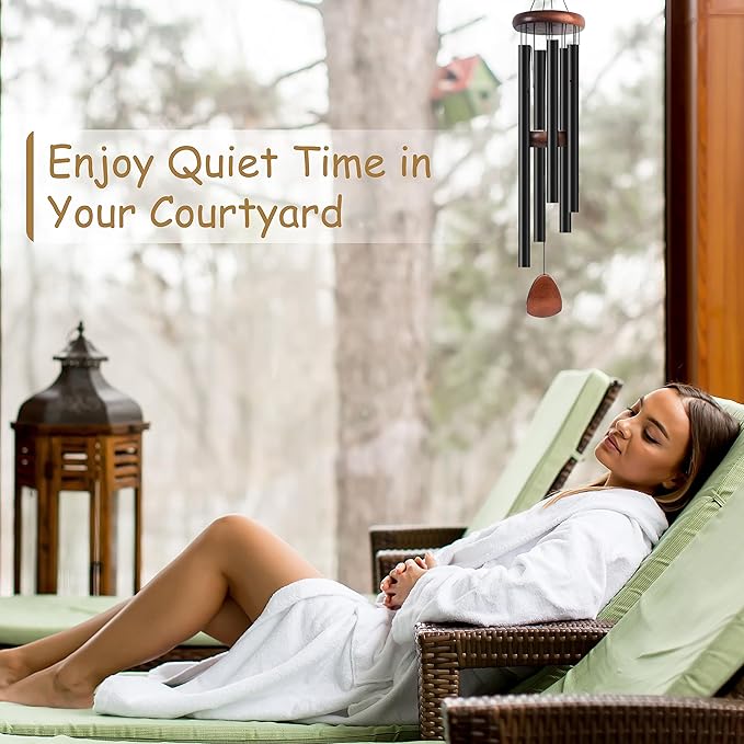 42 Inch Wind Chimes for Outside. Deep Tone Large Wind Chimes with 5 Aluminum Tubes Courtyard Decoration. Windchimes Outdoor Create an Enjoyable Atmosphere & Give Mom a Gift